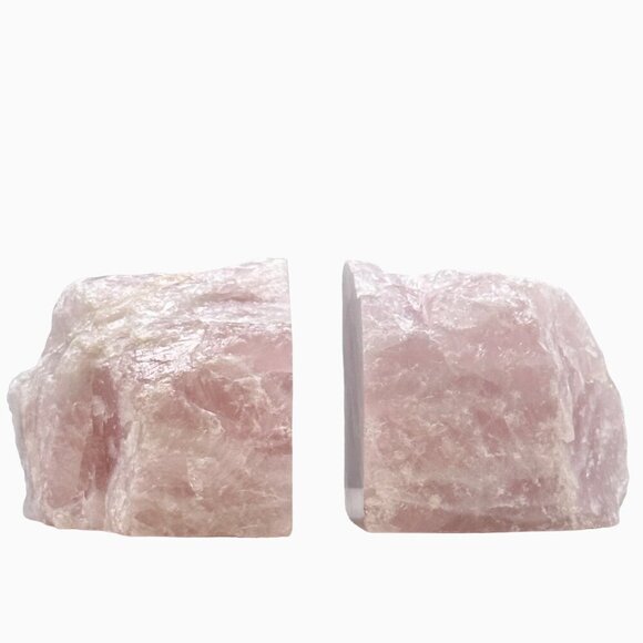 Pink Crystal Bookends Solid Natural Rose Quartz Short Heavy Bookends 6+ lbs (LS) - Picture 4 of 16